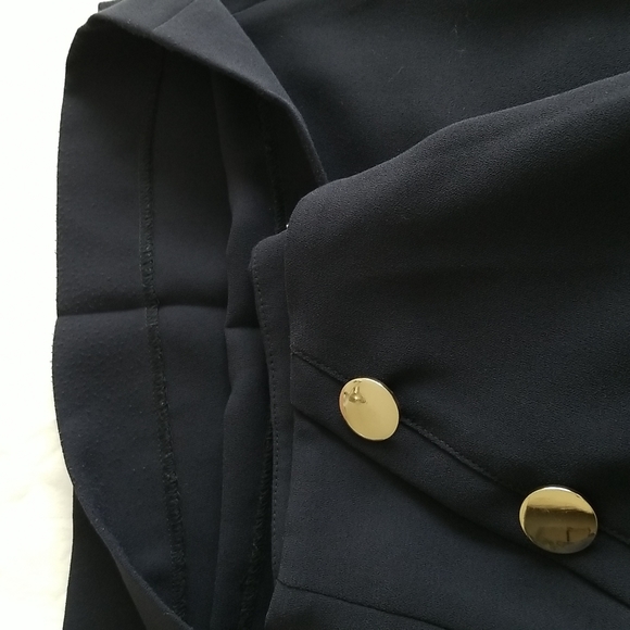 H&M Navy Gold-Button Wide-leg Cropped Pants - Picture 7 of 7